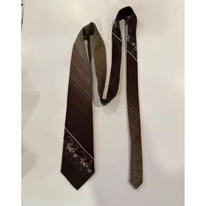 Via Re Brown Western Cowboy Rodeo Scene Silk Blend Men's Neck Tie